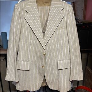 Vintage Early 70’s Pierre Cardin Mens’s Suit Striped Beige